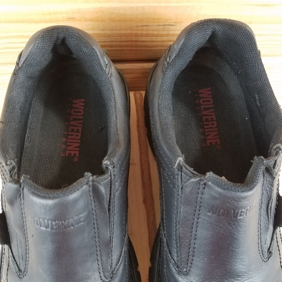 Wolverine Women's Black Leather Safety Steel Toe Shoes Loafers Slip-on W02673 - Picture 5 of 13